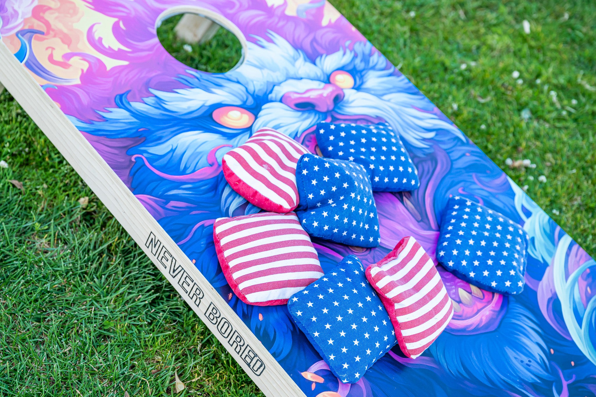 Premium Cornhole Rentals – 4 Light-Up Sets with Eye-Catching Graphics